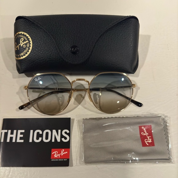 NEW Ray-Ban Jack Bi-Gradient Clear Blue-Brown Complete With Kit - Picture 2 of 9